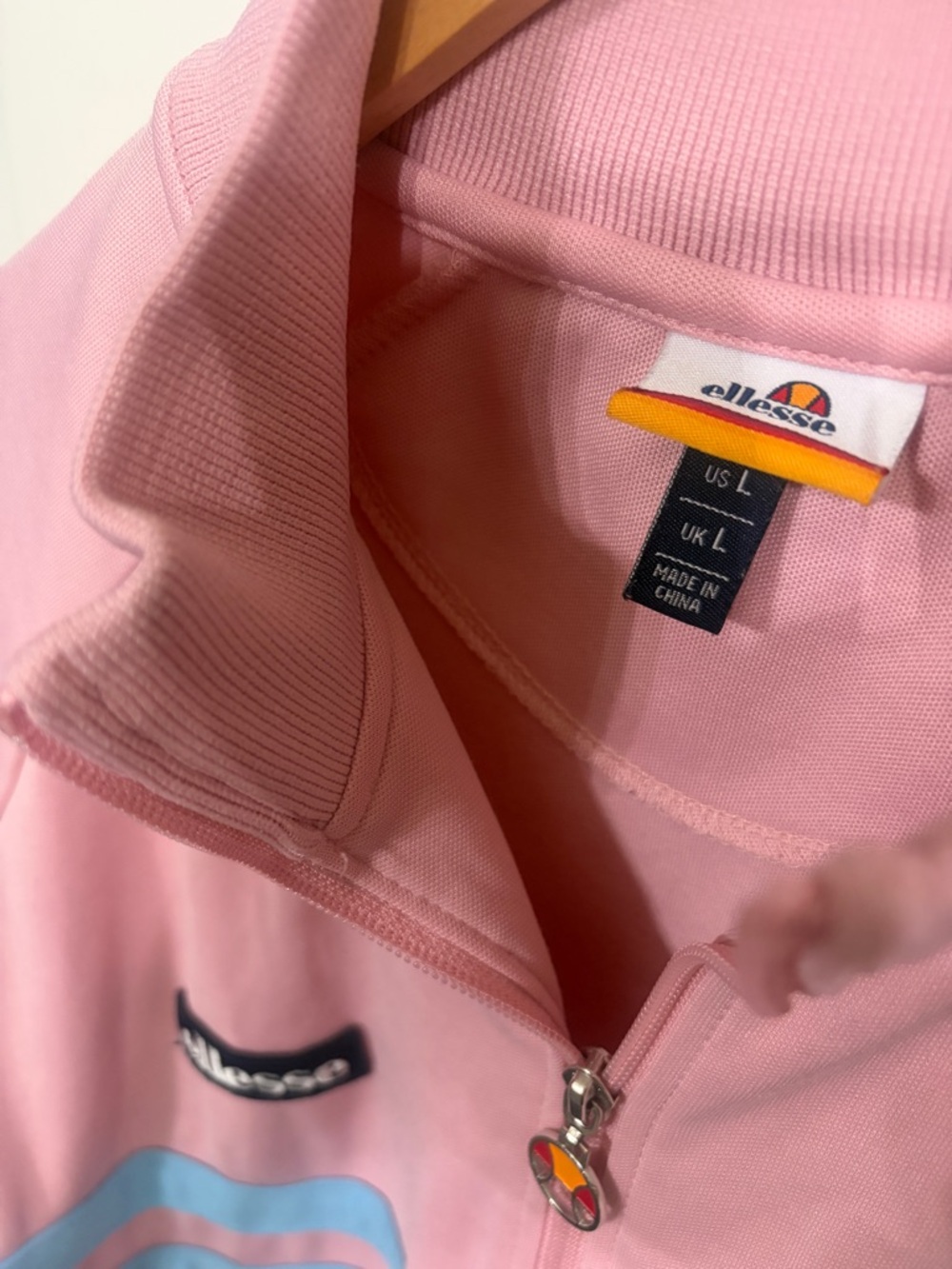 Great Condition Men’s L Ellesse Pink Track Jacket with Sky Blue Stripes. Tennis - Picture 5 of 12